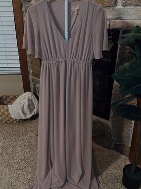 Flutter Sleeve Maxi Dress in Taupe